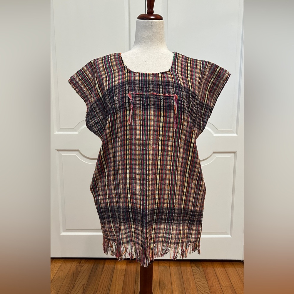 Multicolor Treadle Loom blouse made in Oaxaca Mexico. Blusa deshilada!